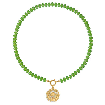 Natural Stone Beaded Necklace with Custom Pendant Style, Bohemian Jewelry-SSN3700