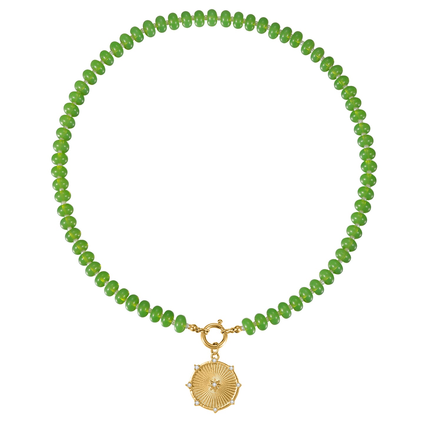 Natural Stone Beaded Necklace with Custom Pendant Style, Bohemian Jewelry-SSN3700