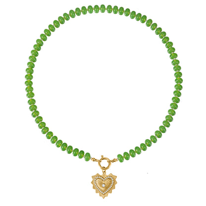 Natural Stone Beaded Necklace with Custom Pendant Style, Bohemian Jewelry-SSN3700