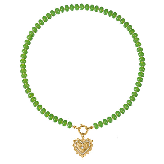 Natural Stone Beaded Necklace with Custom Pendant Style, Bohemian Jewelry-SSN3700