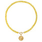 Yellow Quartz Natural Stone Beaded Necklace with Gold Heart Charm Bohemian Jewelry - SSN3698