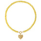 Yellow Quartz Natural Stone Beaded Necklace with Gold Heart Charm Bohemian Jewelry - SSN3698