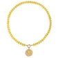 Yellow Quartz Natural Stone Beaded Necklace with Gold Heart Charm Bohemian Jewelry - SSN3698
