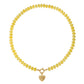 Yellow Quartz Natural Stone Beaded Necklace with Gold Heart Charm Bohemian Jewelry - SSN3698