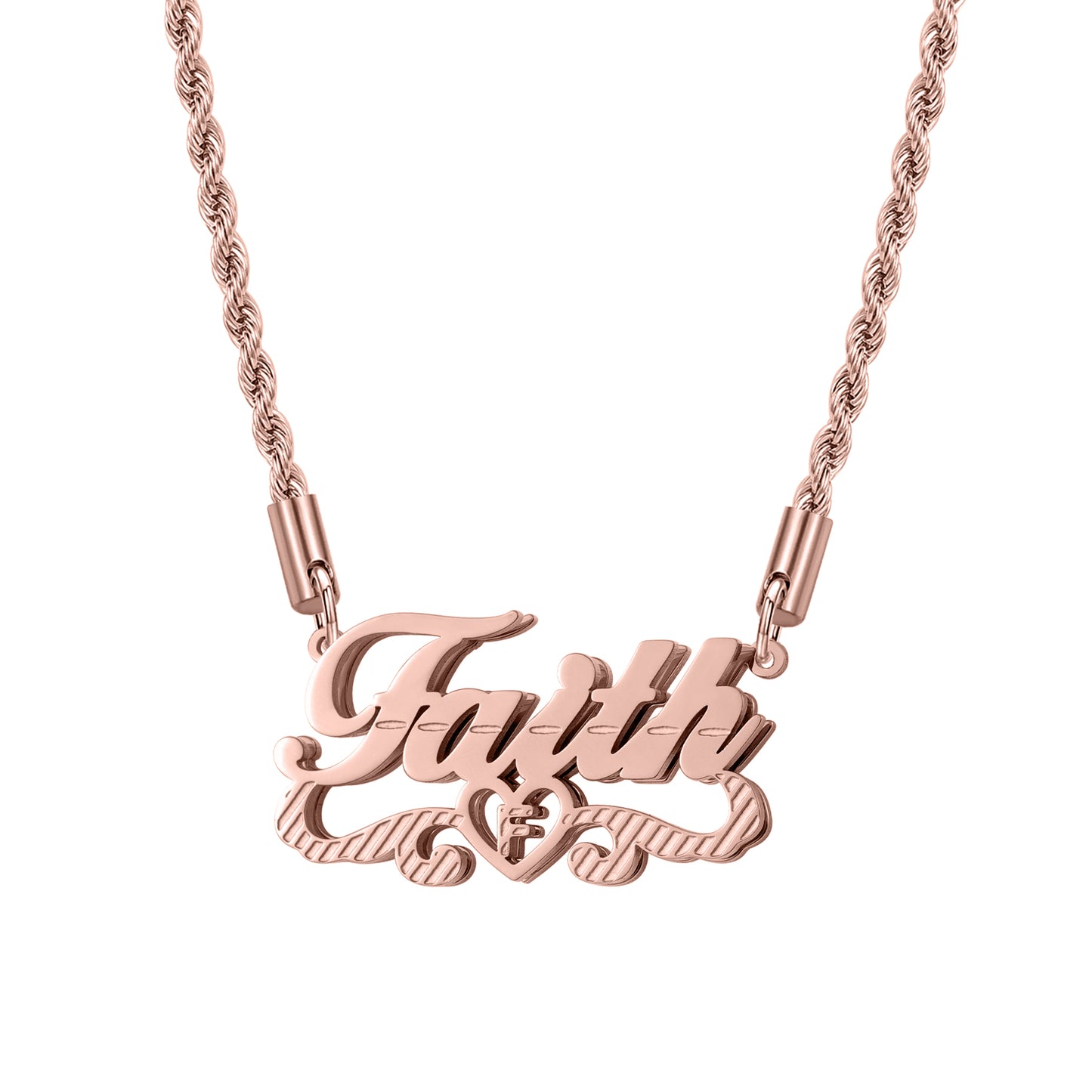 Customize 3d Doubleplate Name Necklace 18k GoldPlated Stainless Steel Women Jewelry Gift-QFN3675