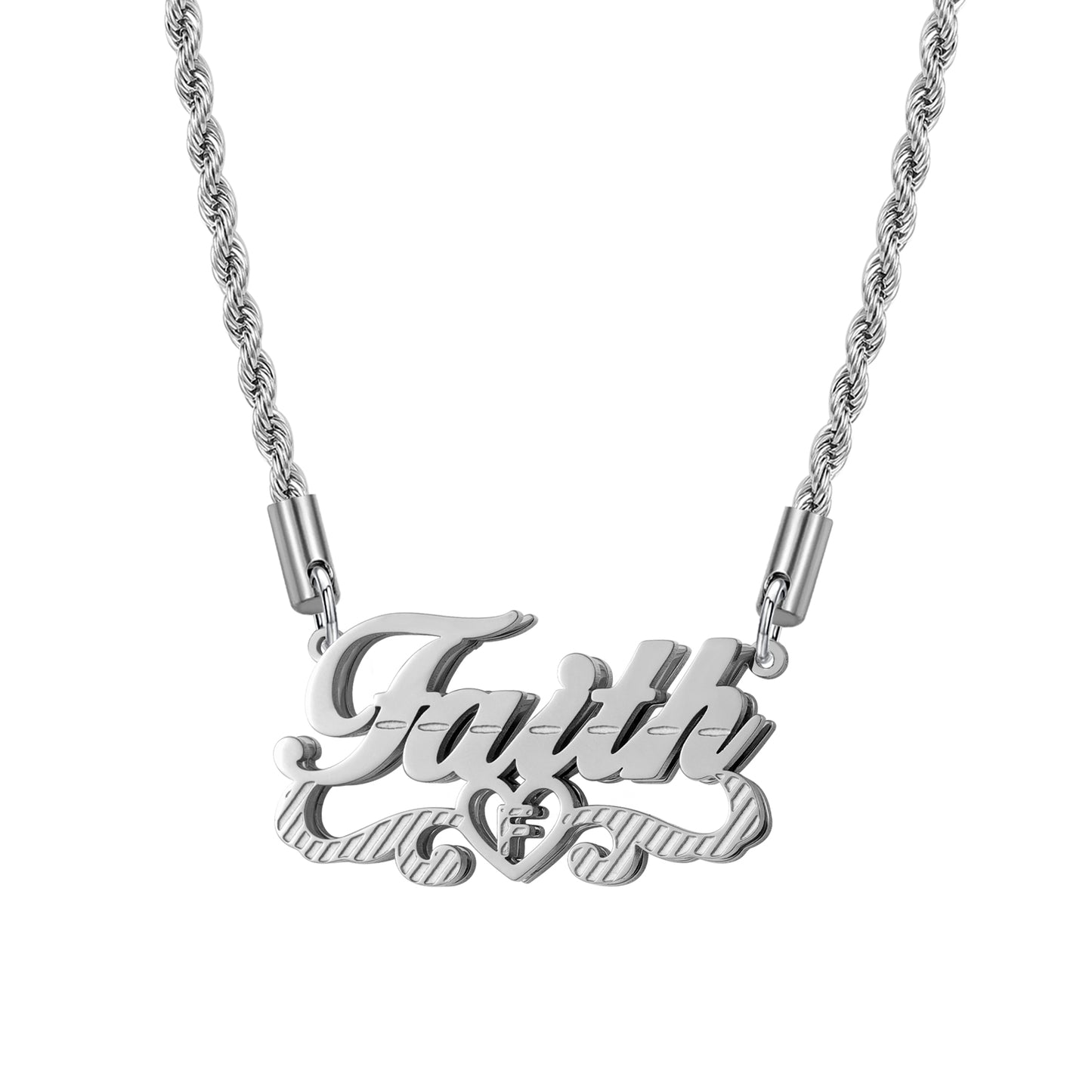 Customize 3d Doubleplate Name Necklace 18k GoldPlated Stainless Steel Women Jewelry Gift-QFN3675