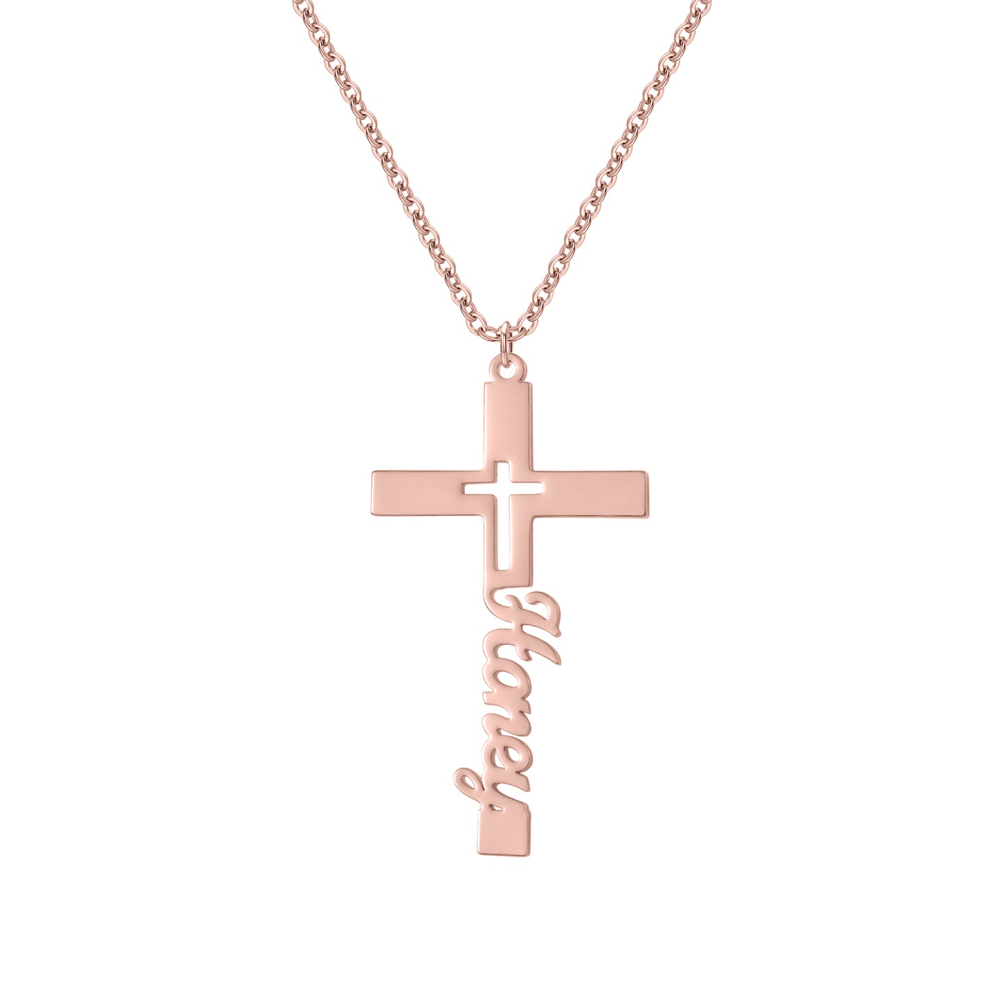 Custom Name Cross Necklace Stainless Steel  Custom Cross Pendant Fashion Jewelry Gift for Him Her-QN3676