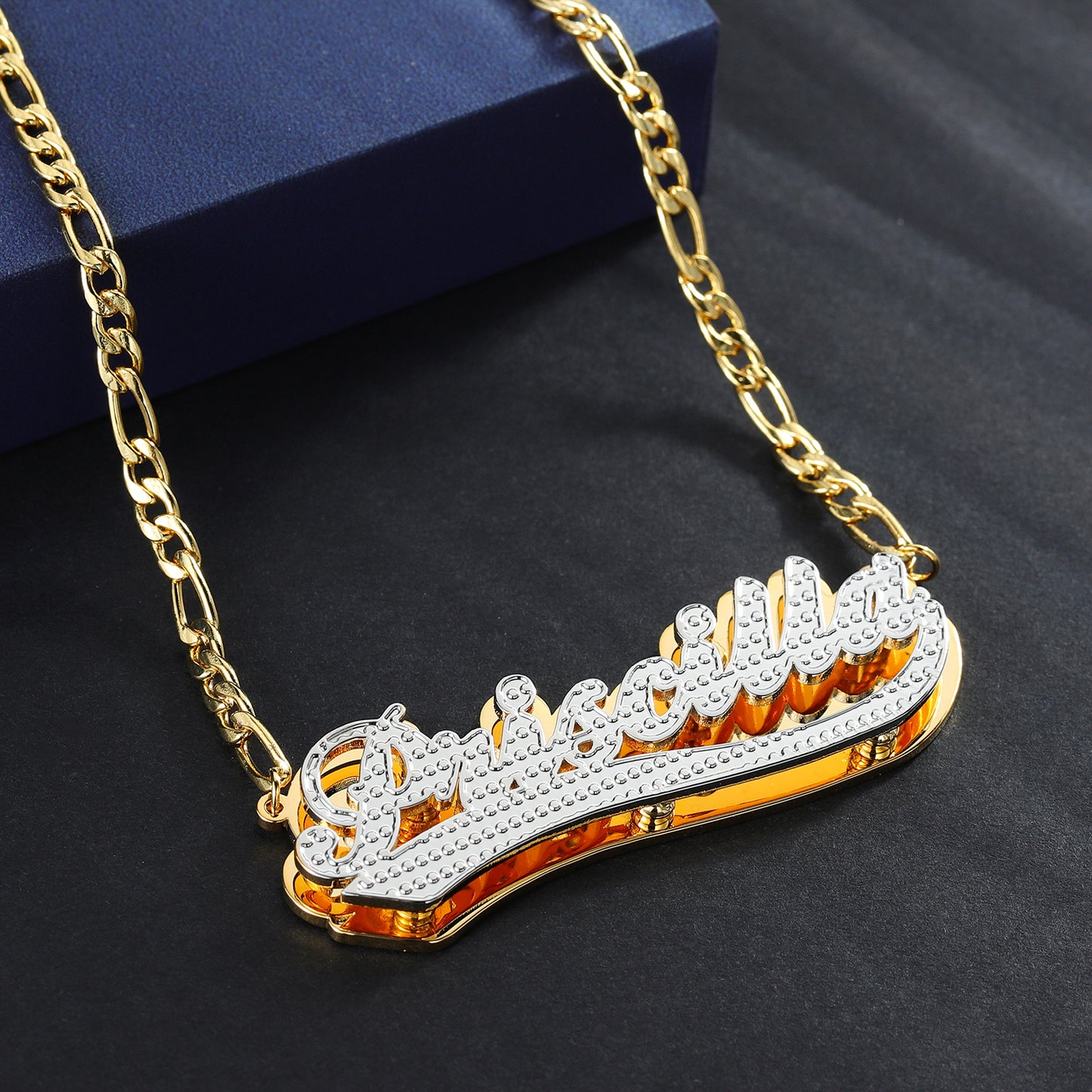 Customized Double Plated Varsity Name Necklace QN799
