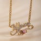 Custom Iced Out Name Necklace With Heart Birthstone  Stainless Steel Jewelry For Women Anniversary-QHN3674