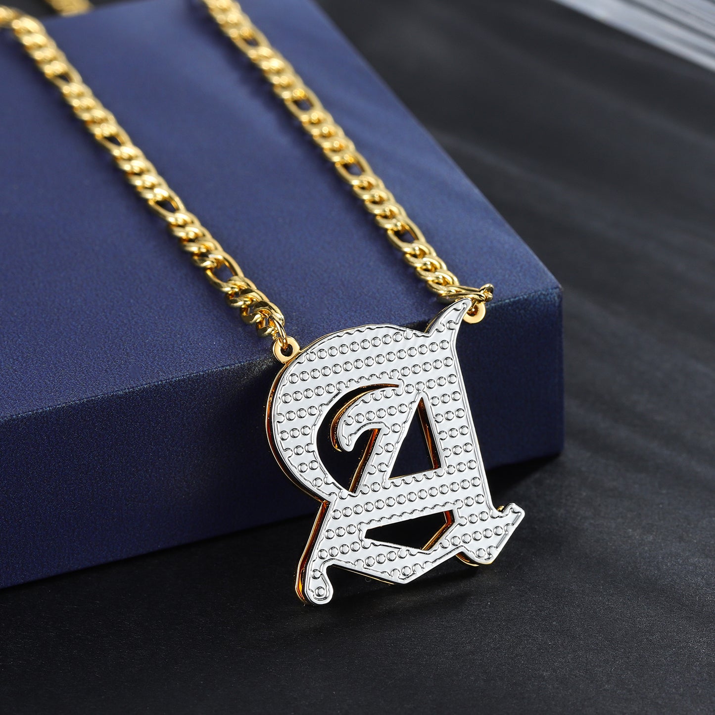Double Plated Gothic Initial Letter Necklace QN803