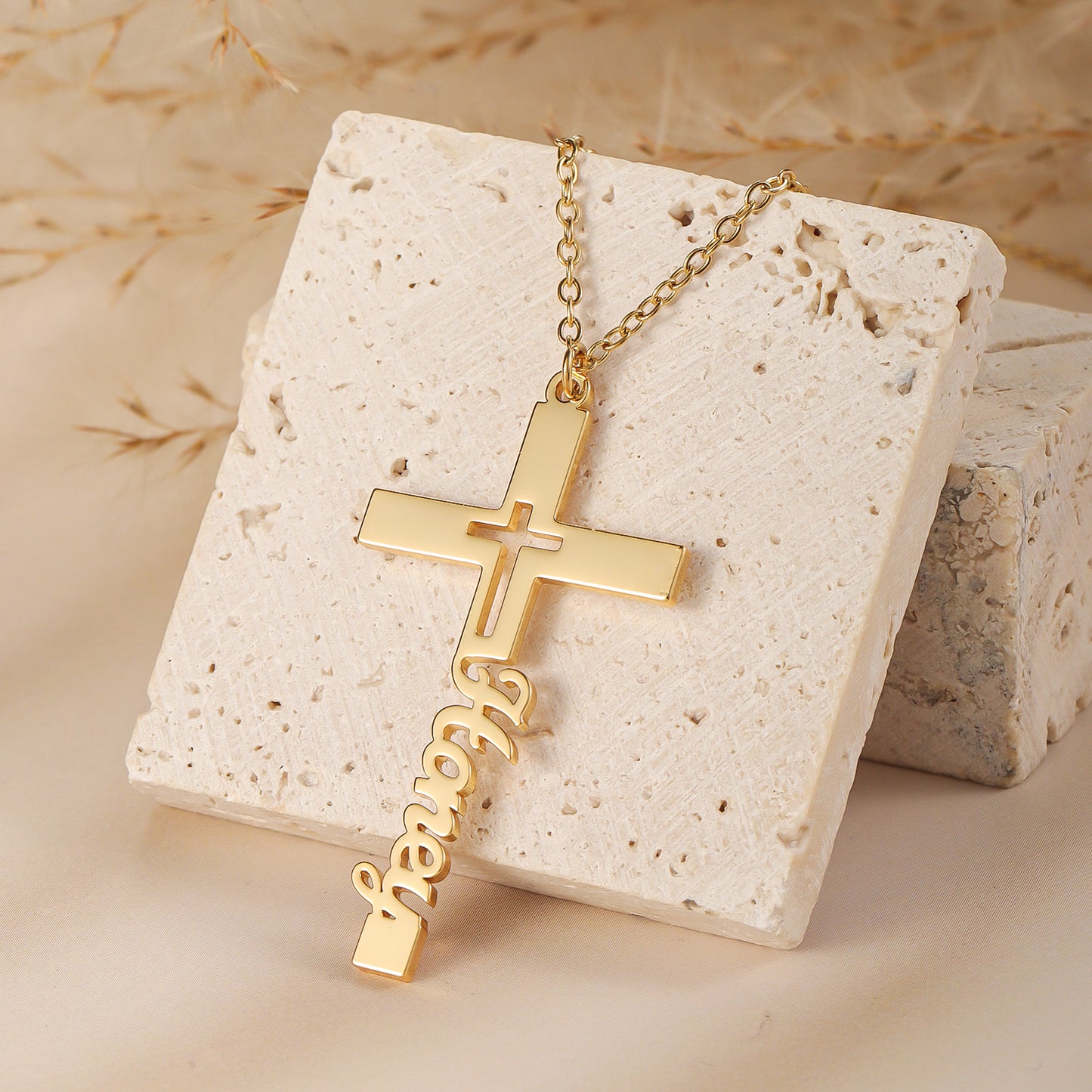 Custom Name Cross Necklace Stainless Steel  Custom Cross Pendant Fashion Jewelry Gift for Him Her-QN3676