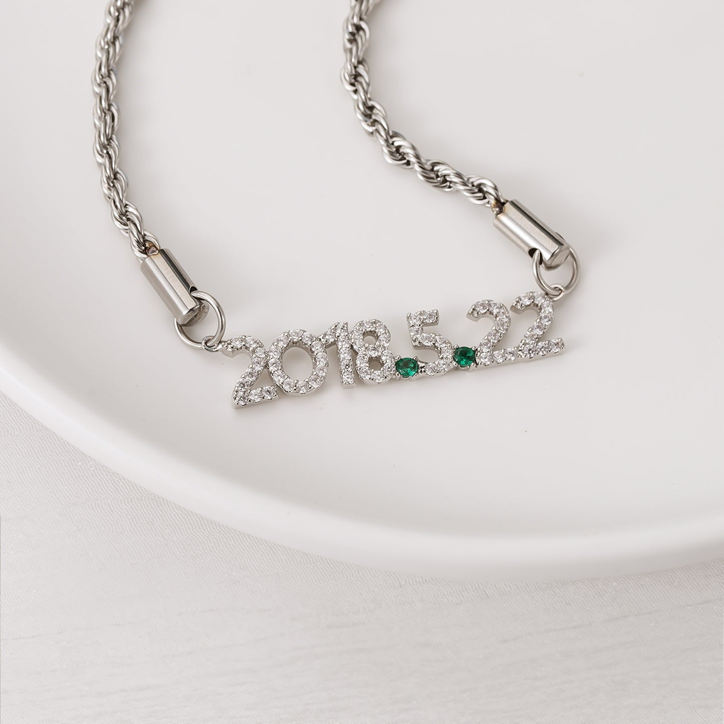 Custom Date Zirconia Necklace CS-N0024