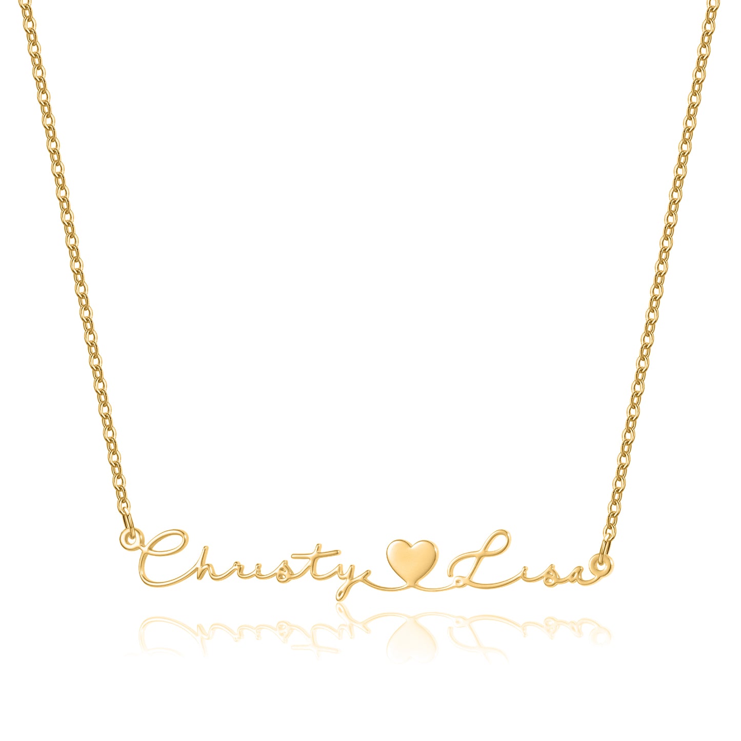 Customized Name Couple Necklace With Heart Design Valentine's Day Gift - QNN3513