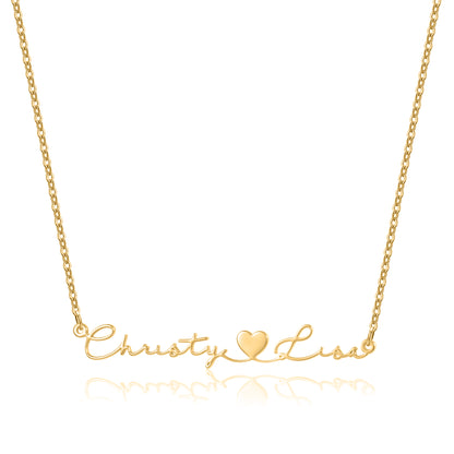 Customized Name Couple Necklace With Heart Design Valentine's Day Gift - QNN3513