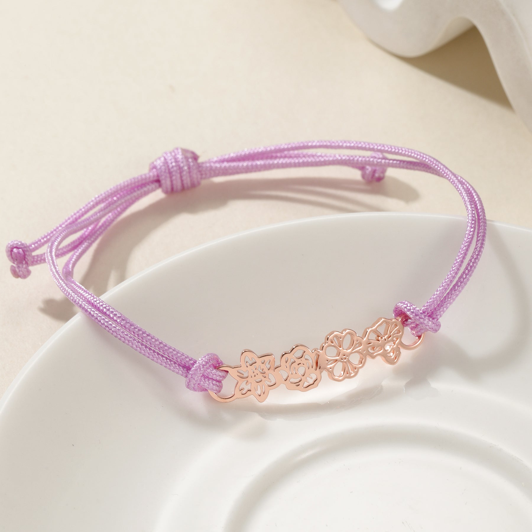 Birth Flower Bracelet with Birthstone Rope Chain QN-B8772 – Qitian ...