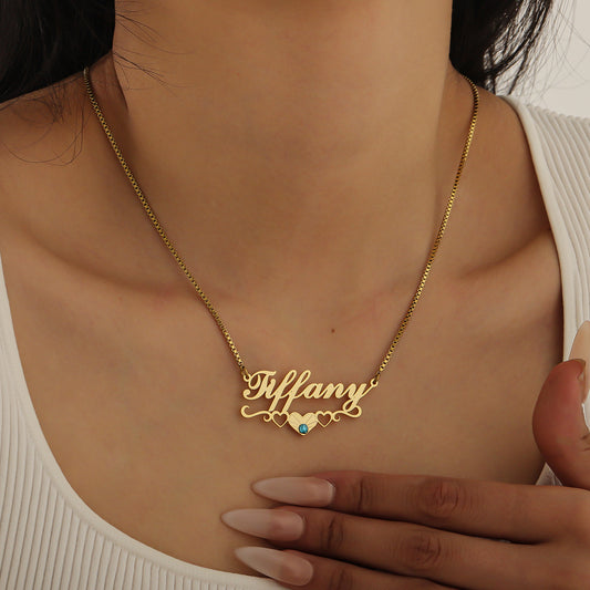 Personalized Heart Necklace With Birthstone For Women-QZN3505