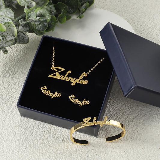 Custom Name Child Set Jewelry QNBE3003