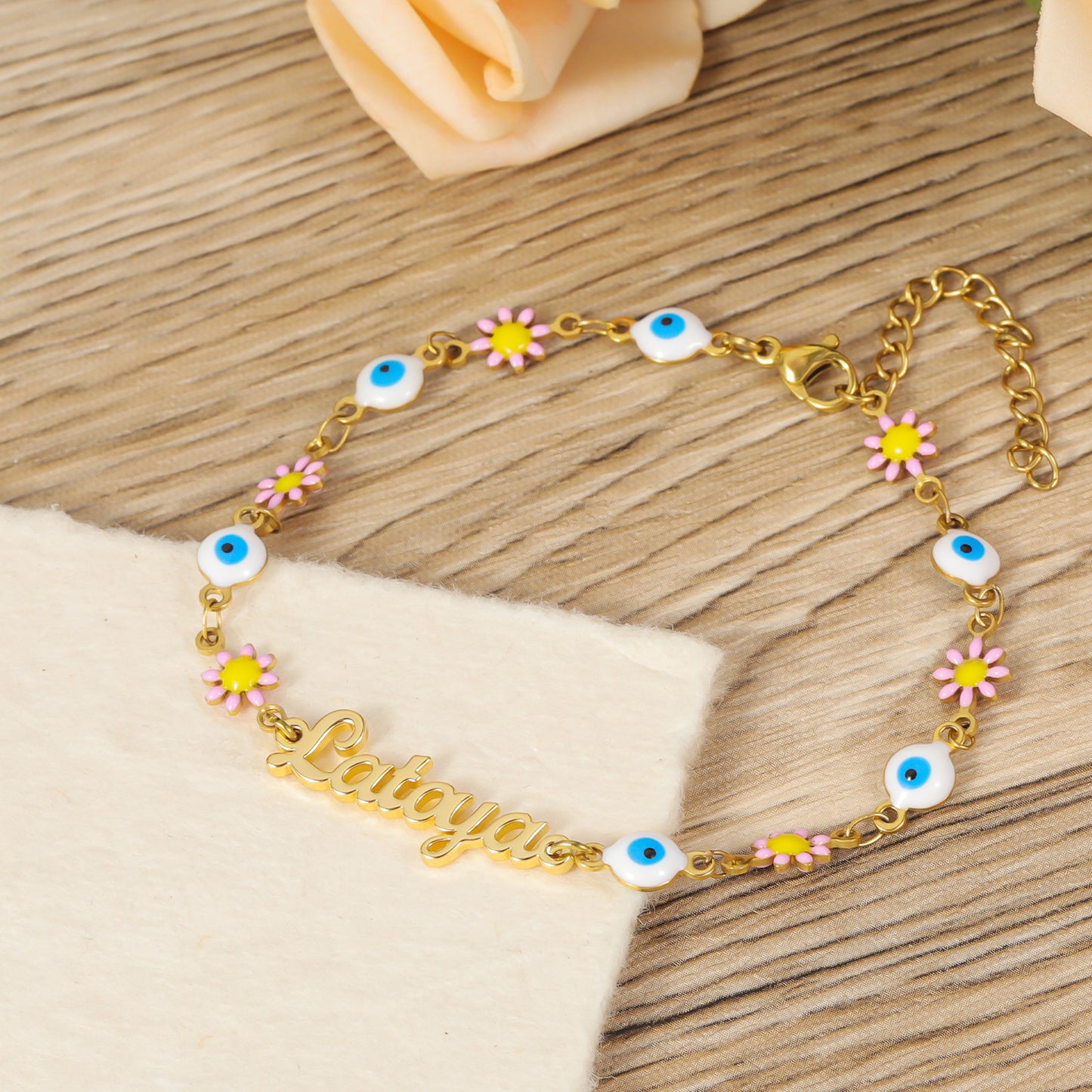 Customized Name Necklace With Devil's Eye Chain QNB3121
