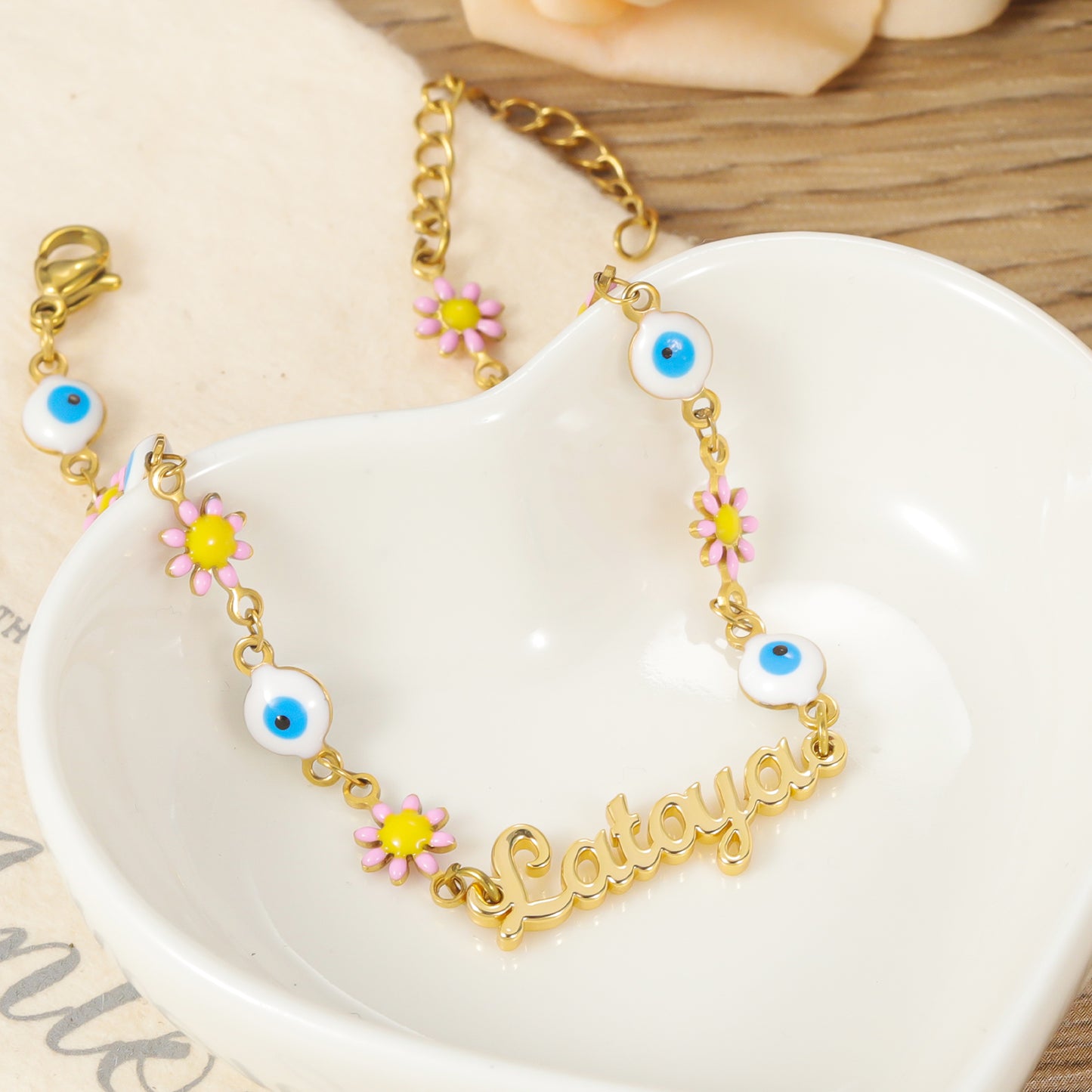 Customized Name Necklace With Devil's Eye Chain QNB3121