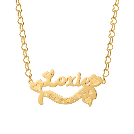 Custom Name Necklace With Heart Double Plate Nameplate MN2111