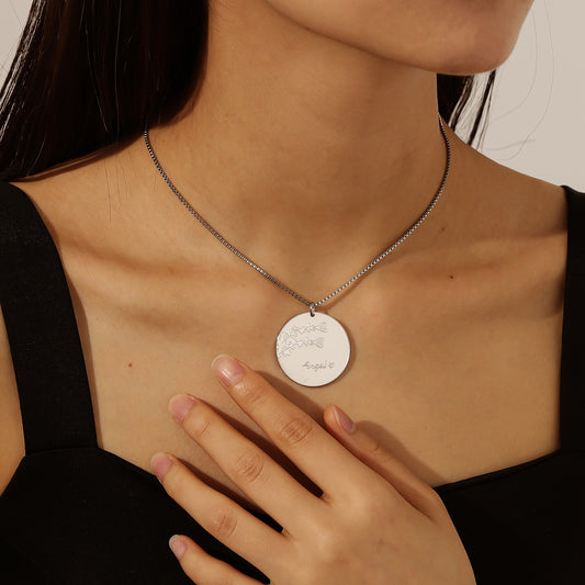 Round Birthday Flower Name Pendant QFN0047