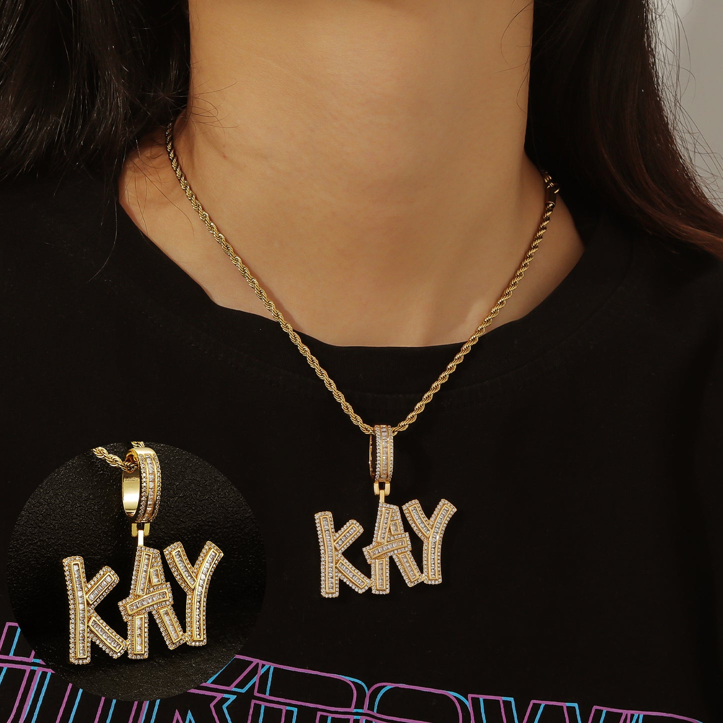 Rope Chain Iced Out Bling Necklaces CSN3083