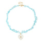 Personalized Blue Crystal Necklace Custom Letter A-Z Heart Pendant Natural Stone Bead Necklace Birthday Gift Jewelry Personalized Natural Stone Jewelry Gift