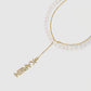 Custom Vertical Name Pearl Necklace Set – Personalized CZ Letter Pendant Layered Necklace-QZN3792