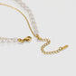 Custom Vertical Name Pearl Necklace Set – Personalized CZ Letter Pendant Layered Necklace-QZN3792