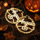 Custom Name Halloween Pumpkin Twisted Hoop Earrings, Personalized Name Hoops with Pumpkin , Custom Halloween Party Earrings Gift-HE3787