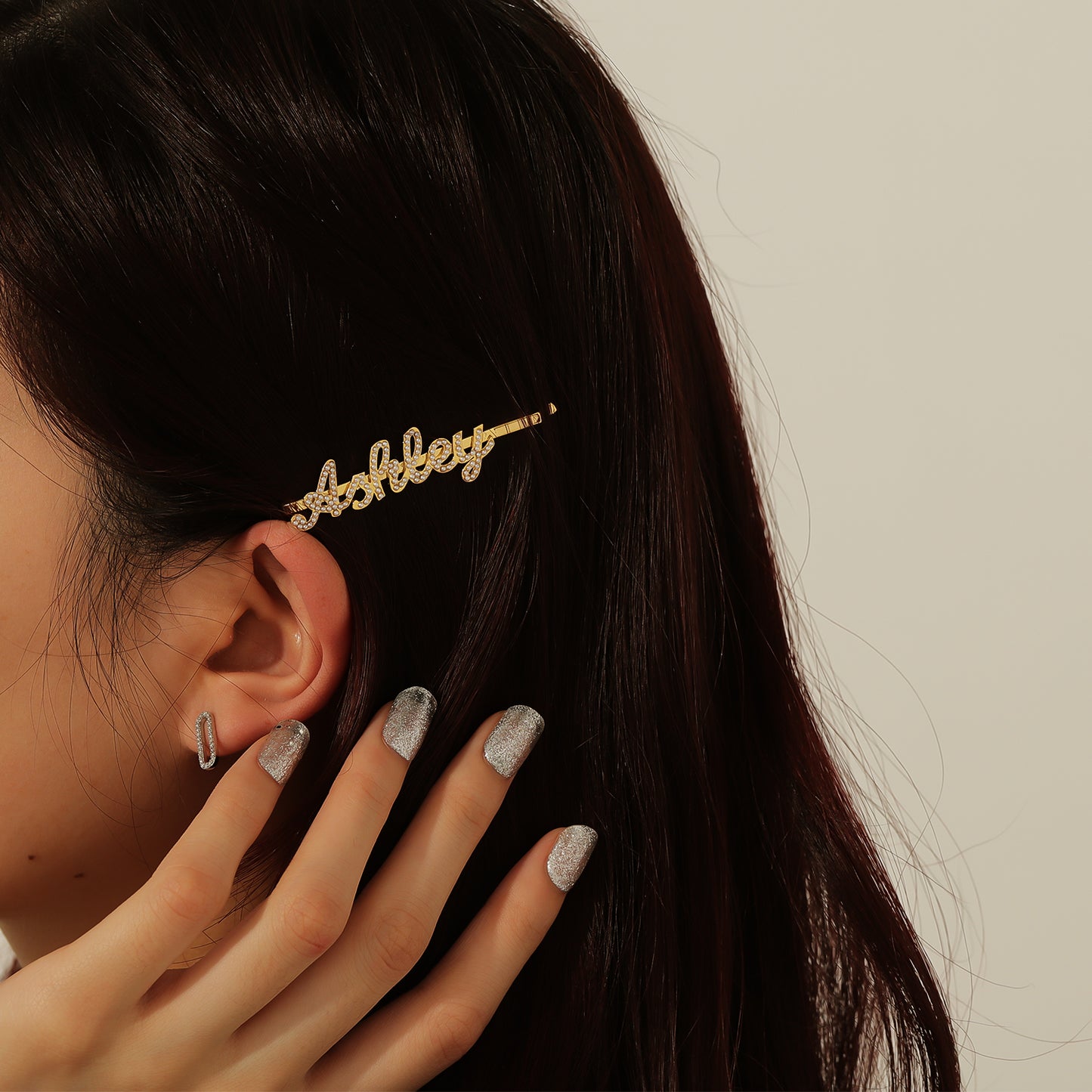 Custom Crystal Name Hair Clip QHZ-H8442