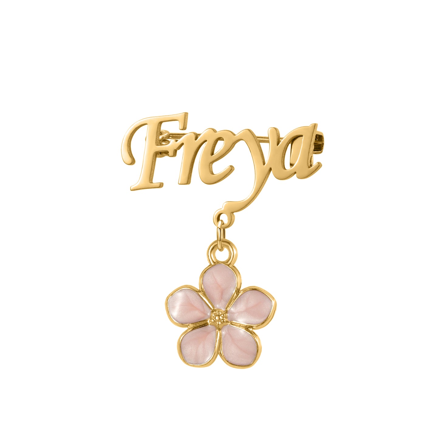Custom Name Flower Drop Pendant  Personalized Letter Nameplate Pin Stainless Steel Jewelry Gift Women-BR3821