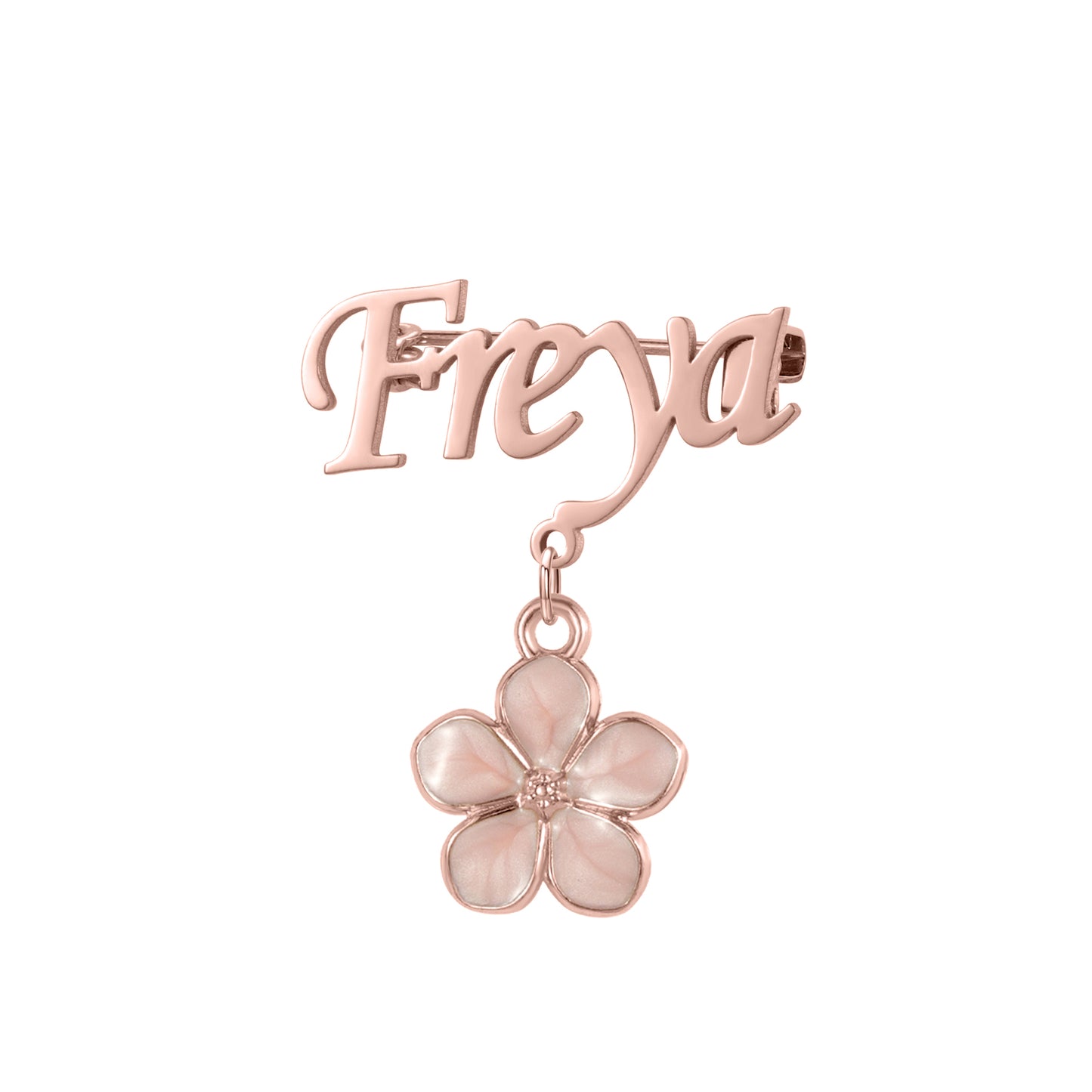 Custom Name Flower Drop Pendant  Personalized Letter Nameplate Pin Stainless Steel Jewelry Gift Women-BR3821