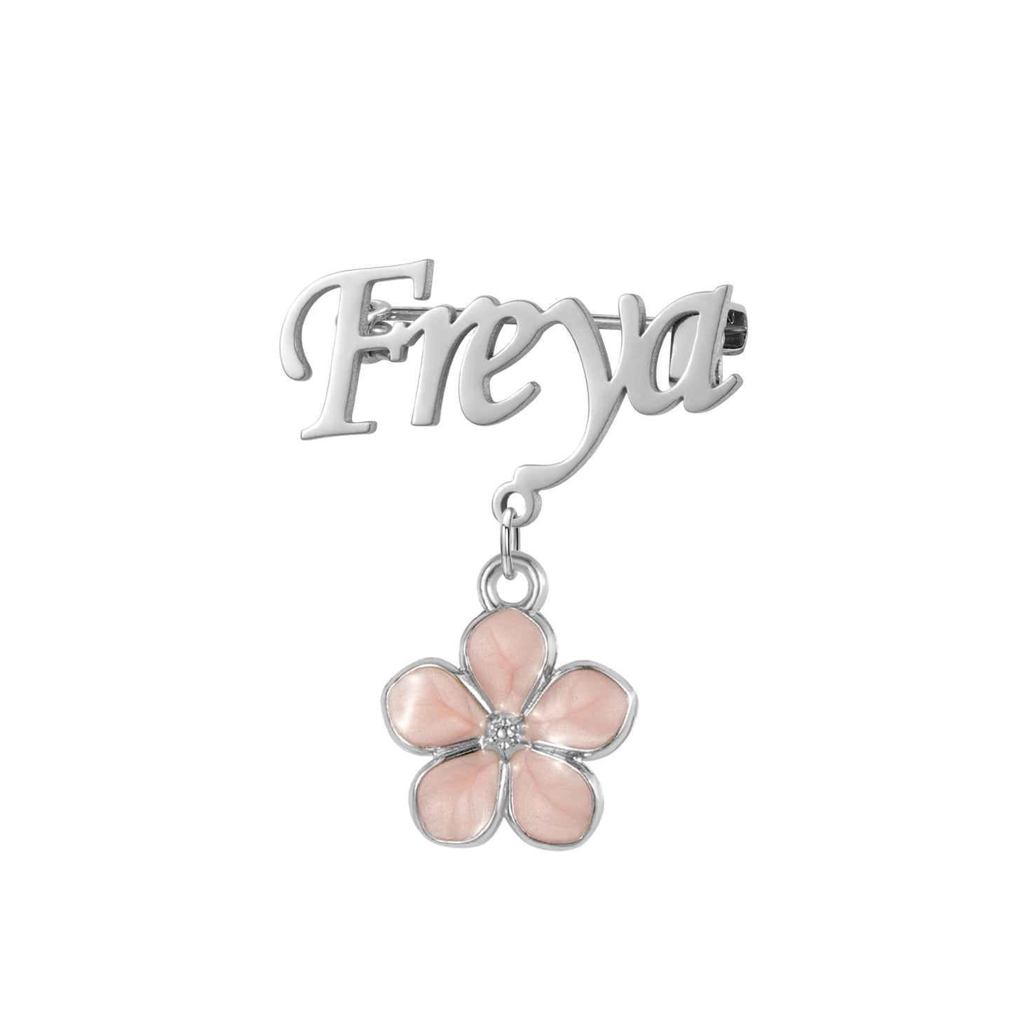 Custom Name Flower Drop Pendant  Personalized Letter Nameplate Pin Stainless Steel Jewelry Gift Women-BR3821