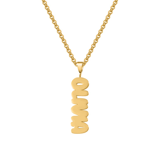 Custom Bubble Name Necklace, Horizontal & Vertical  Pendant Necklace-KCN3805