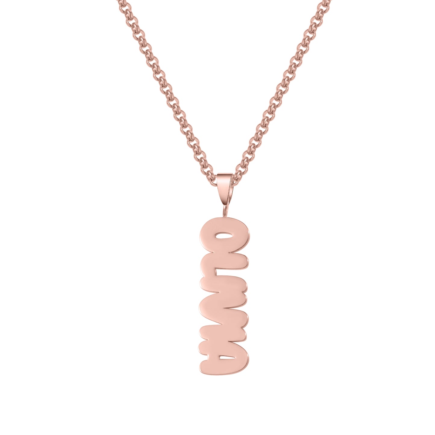 Custom Bubble Name Necklace, Horizontal & Vertical  Pendant Necklace-KCN3805