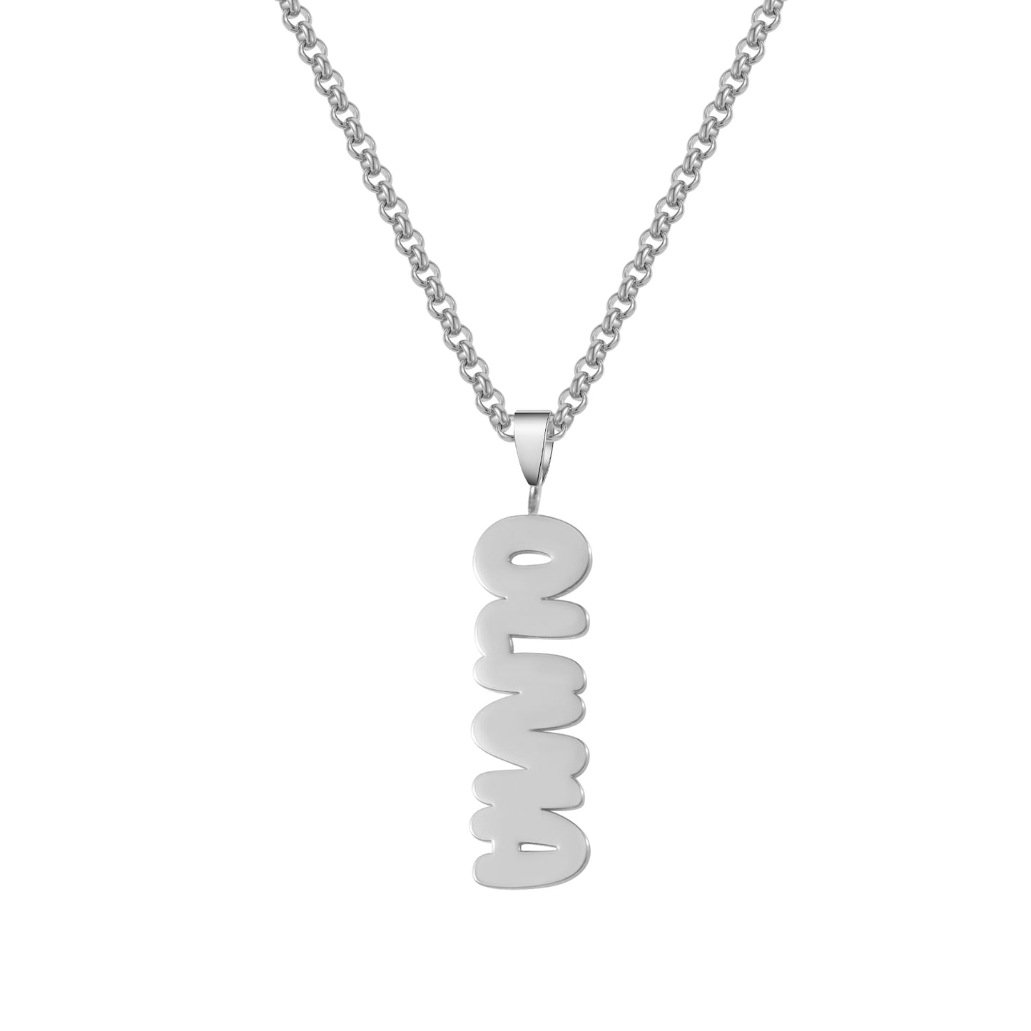 Custom Bubble Name Necklace, Horizontal & Vertical  Pendant Necklace-KCN3805