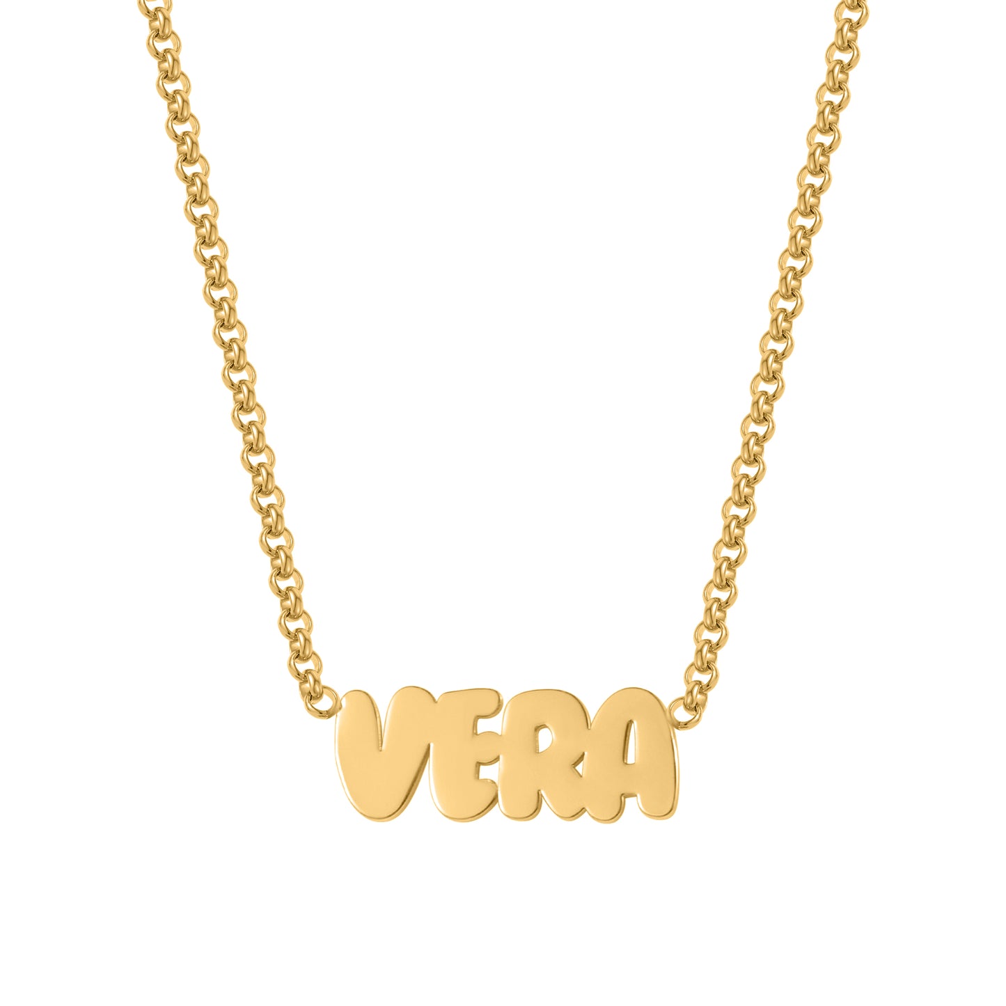 Custom Bubble Name Necklace, Horizontal & Vertical  Pendant Necklace-KCN3805