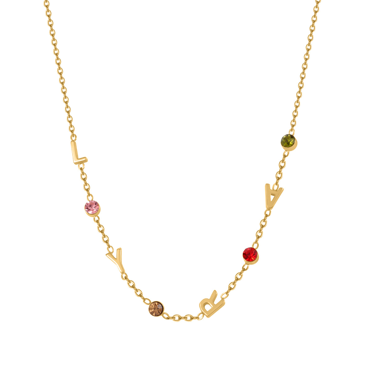 Personalized Name Necklace with Birthstones – Custom Letter Necklace for Women-KCN3811