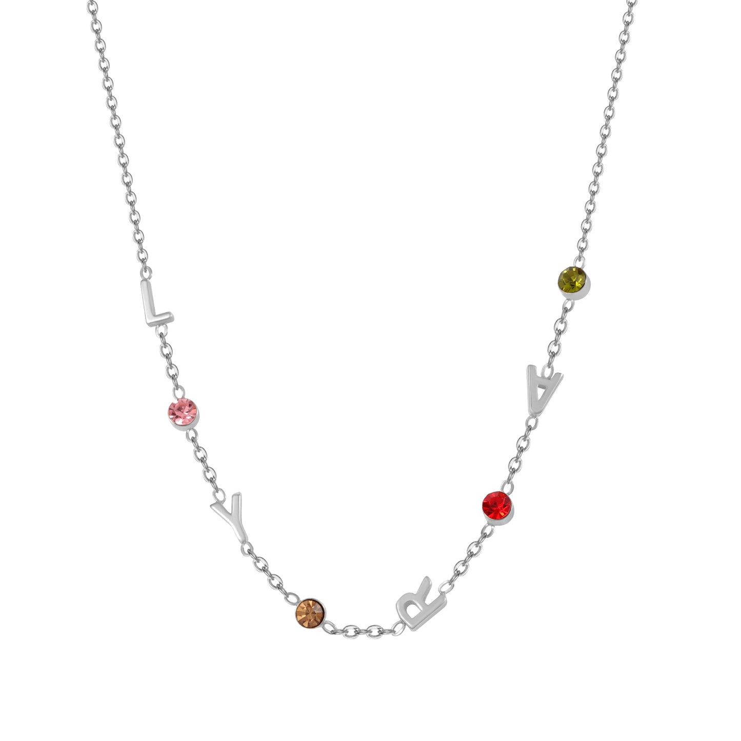 Personalized Name Necklace with Birthstones – Custom Letter Necklace for Women-KCN3811