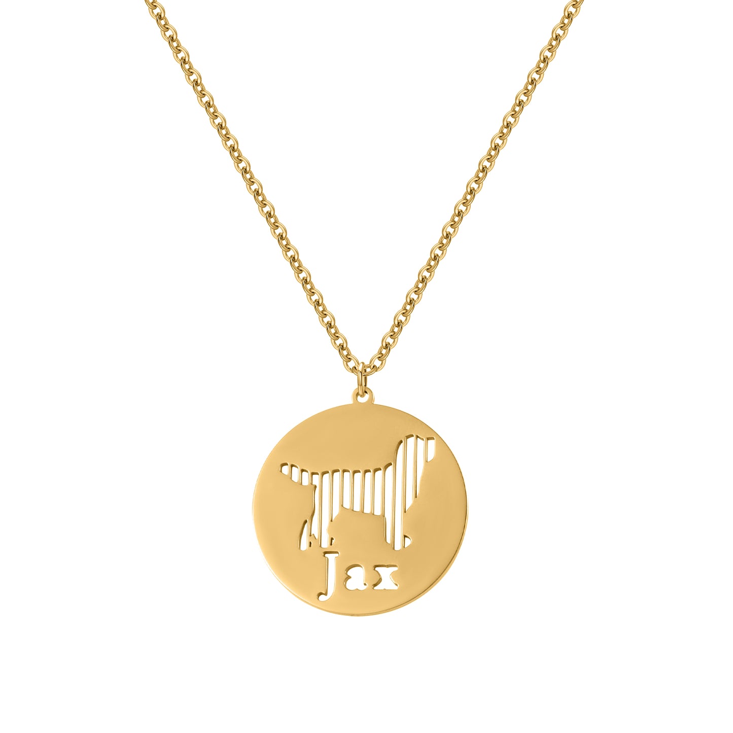 Custom Dog Name Disc Necklace, Personalized Cut‑Out Dog Silhouette Pendant, Pet Memorial Jewelry Gift for Dog Lover-QN3814