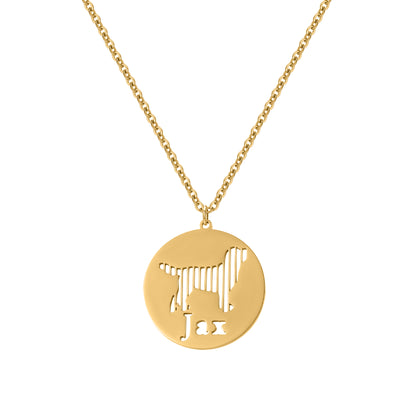 Custom Dog Name Disc Necklace, Personalized Cut‑Out Dog Silhouette Pendant, Pet Memorial Jewelry Gift for Dog Lover-QN3814