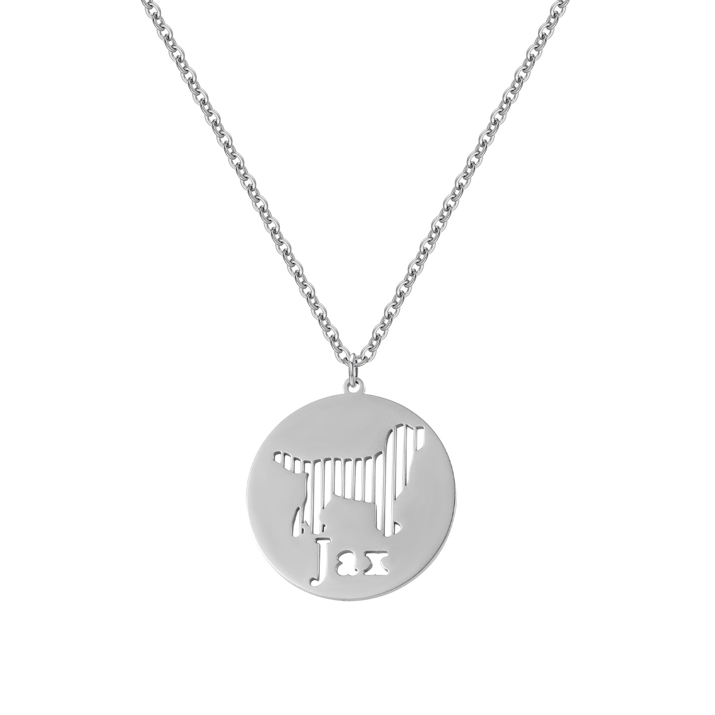 Custom Dog Name Disc Necklace, Personalized Cut‑Out Dog Silhouette Pendant, Pet Memorial Jewelry Gift for Dog Lover-QN3814
