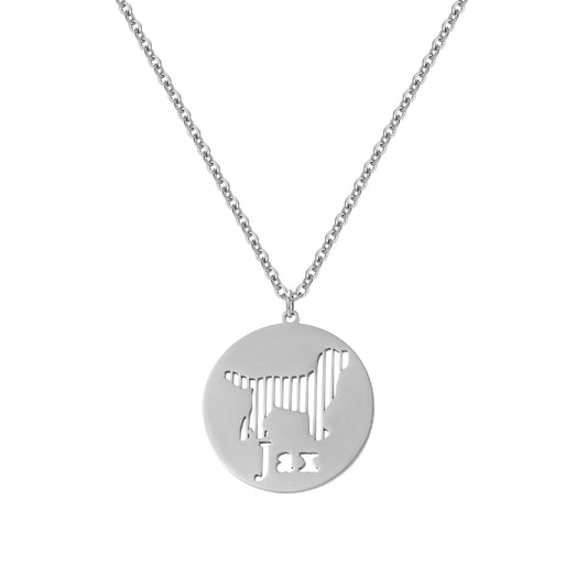 Custom Dog Name Disc Necklace, Personalized Cut‑Out Dog Silhouette Pendant, Pet Memorial Jewelry Gift for Dog Lover-QN3814