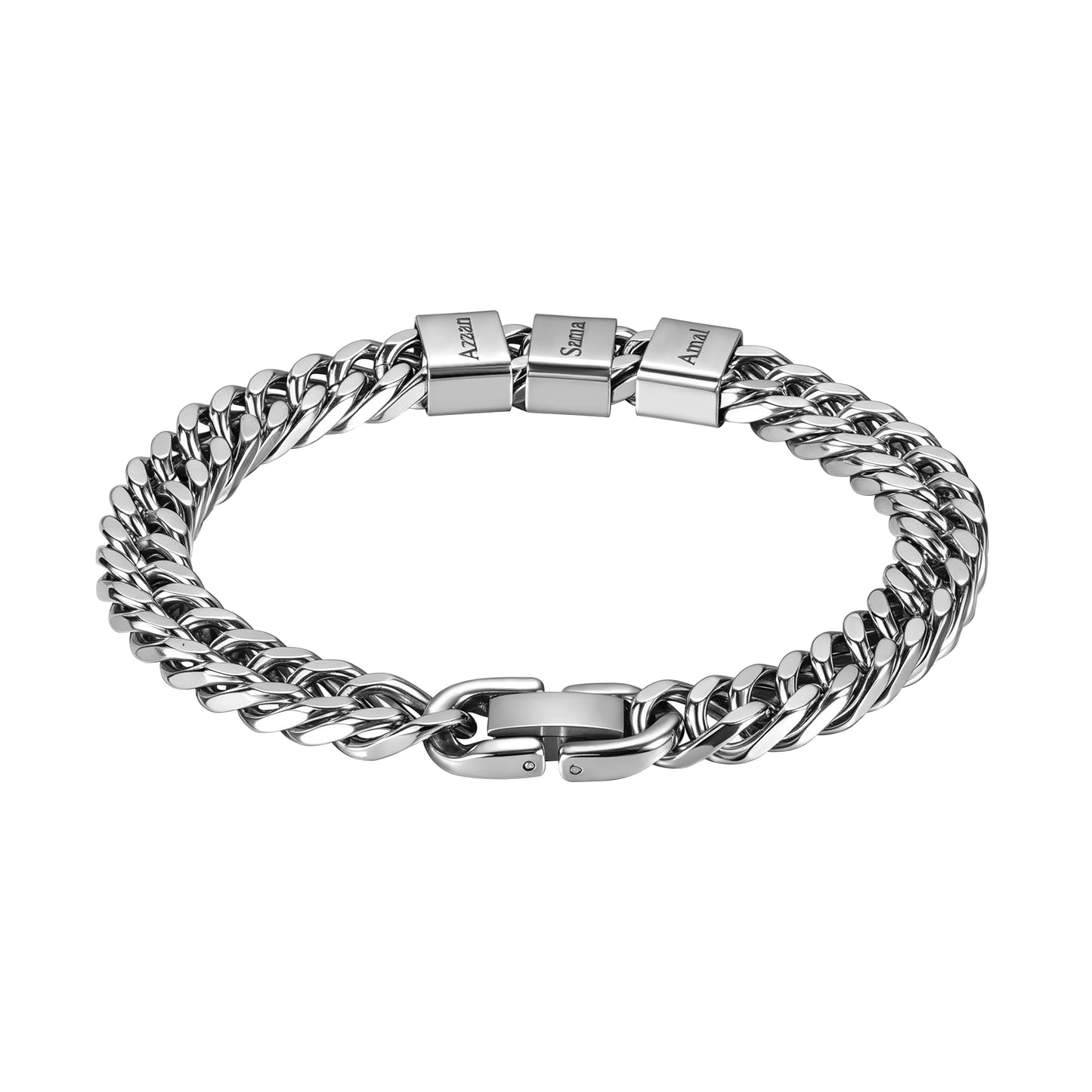 Custom Engraved Cuban Bracelet , Personalized Stainless Steel Chain Bracelet Gift for Him-SB3809