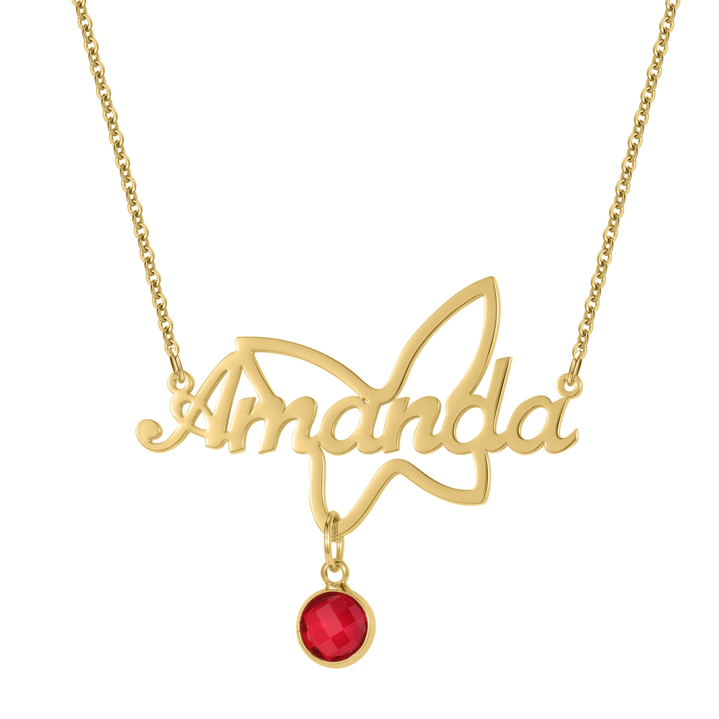 Name Necklace with Heart Birthstone QNN3087