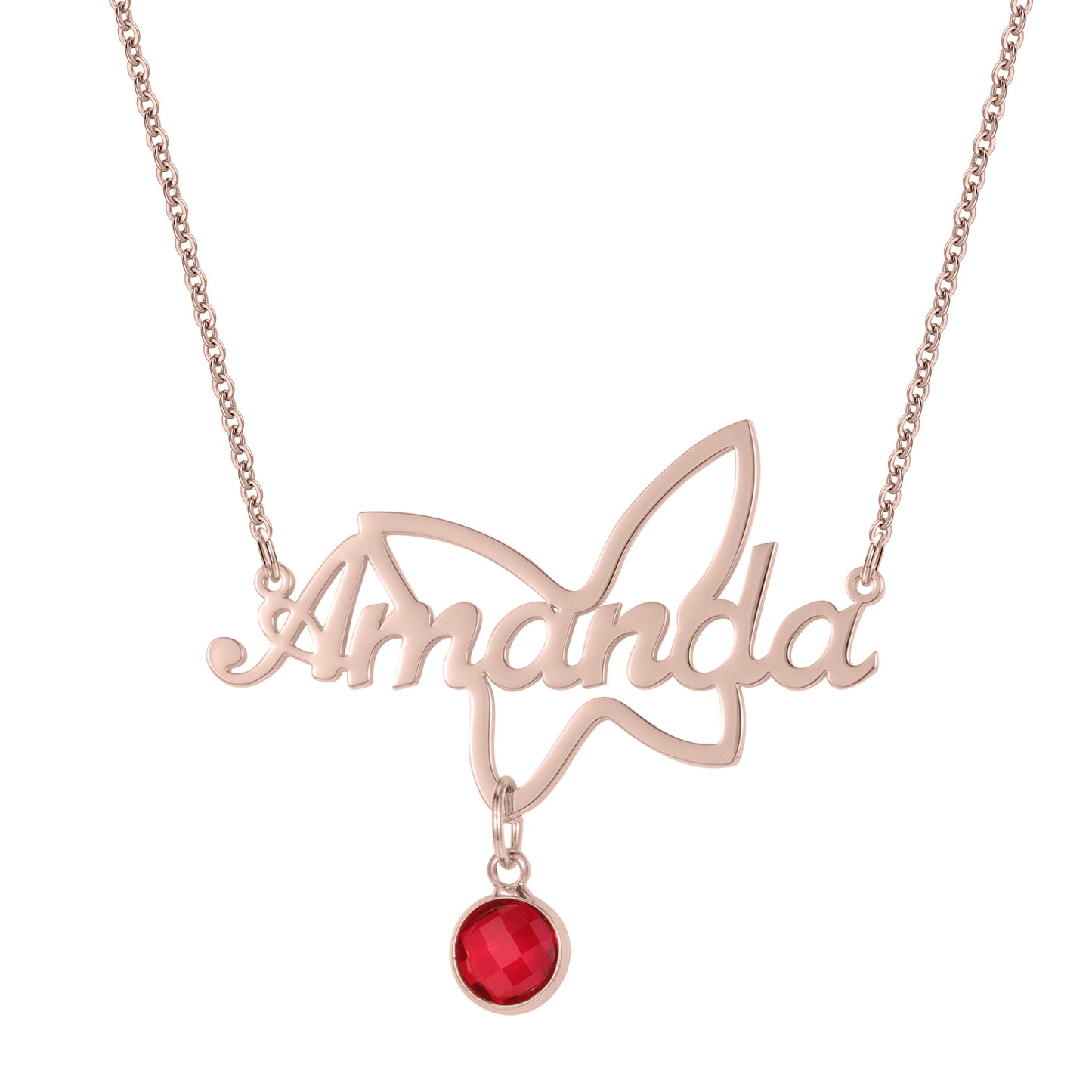 Name Necklace with Heart Birthstone QNN3087