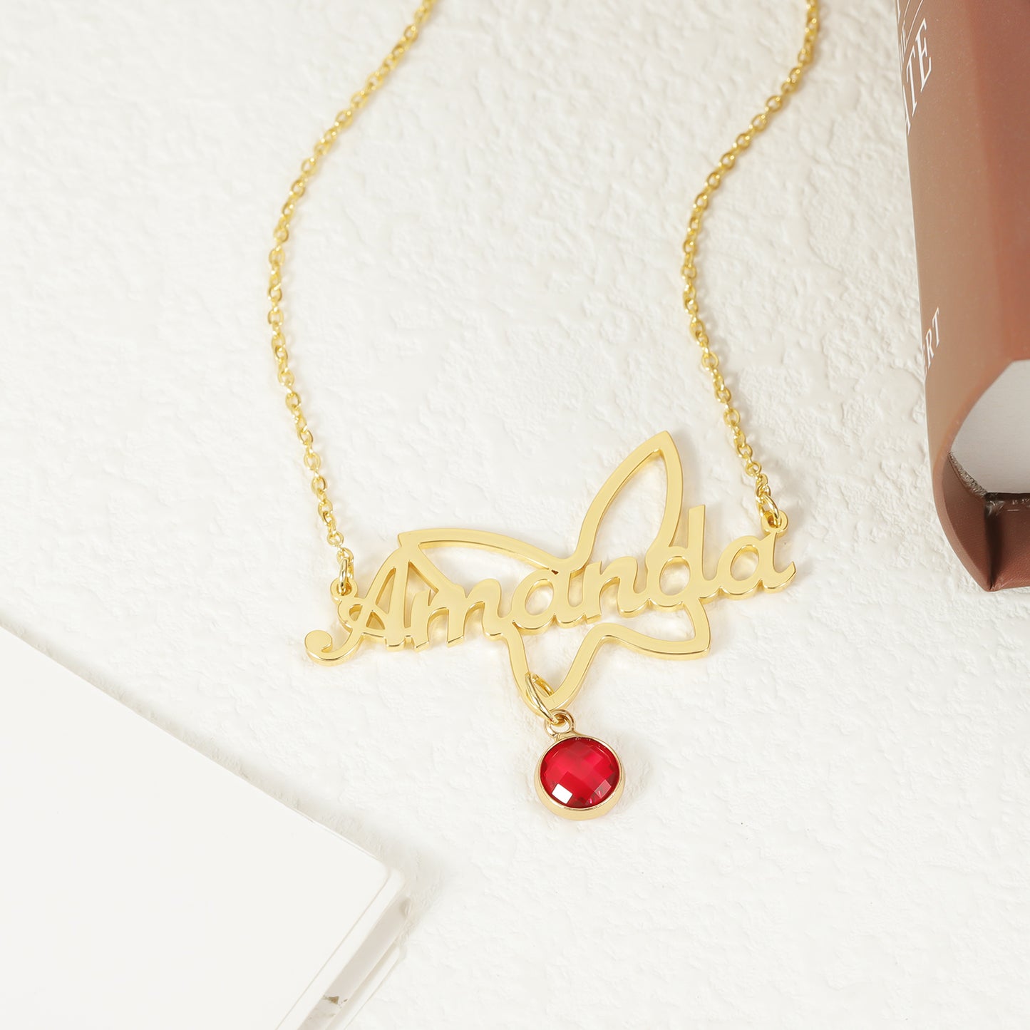 Name Necklace with Heart Birthstone QNN3087