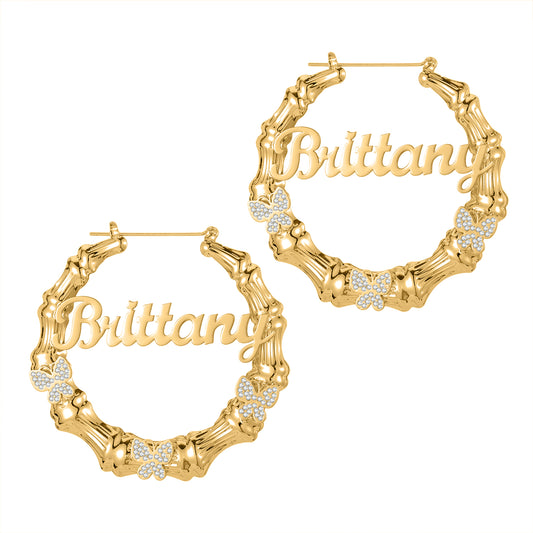 Hoop Bamboo Butterfly Earrings QE873