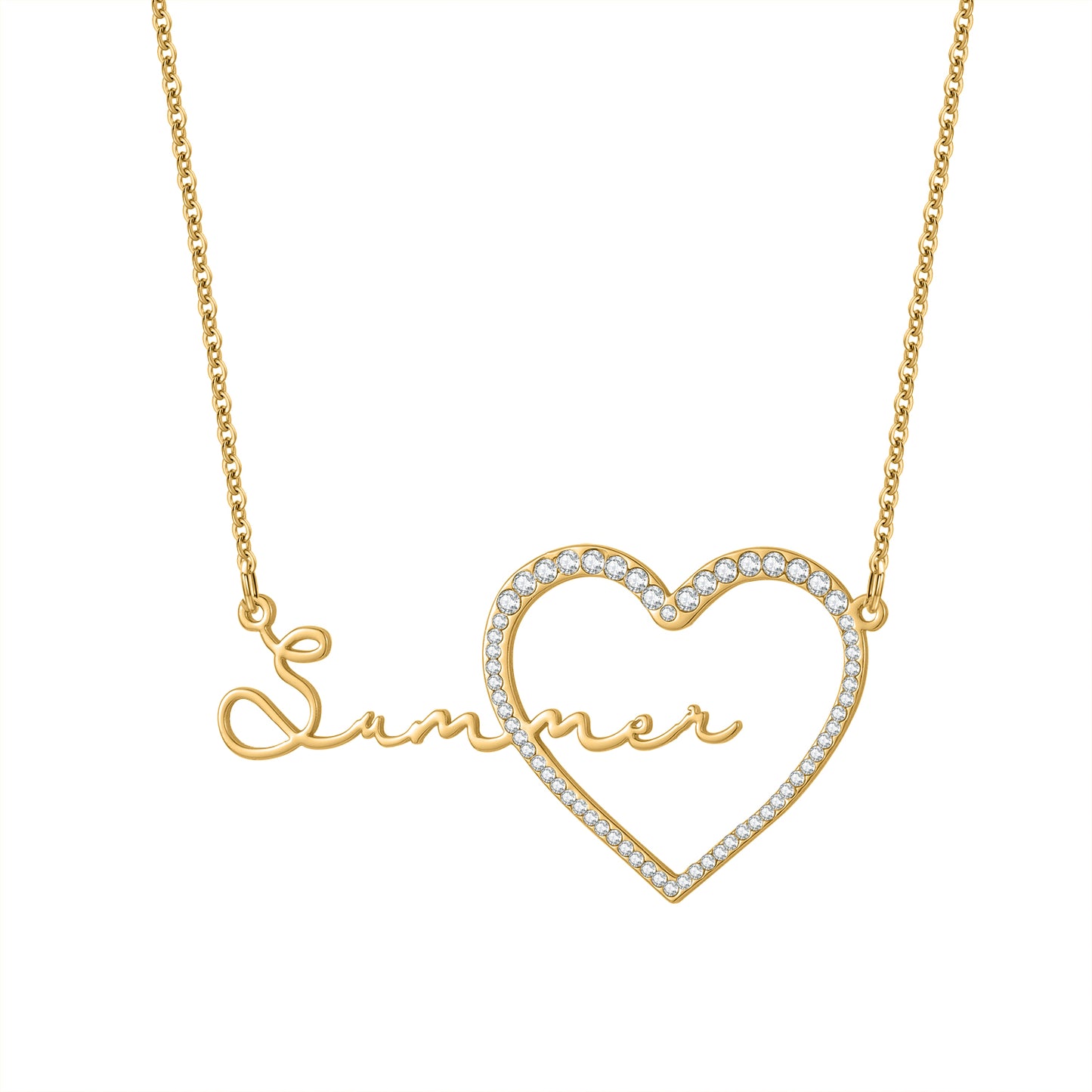 Custom Name Necklaces With Iced Heart QN886